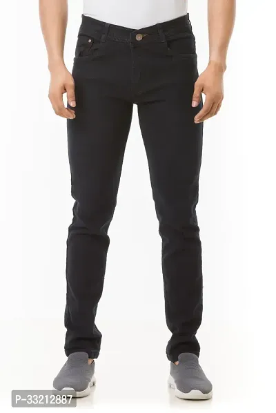 Stylish Black Solid Denim Mid-Rise Jeans For Men