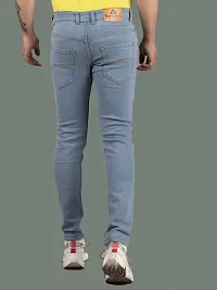 Stylish Grey Denim Solid Mid-Rise Jeans For Men-thumb1