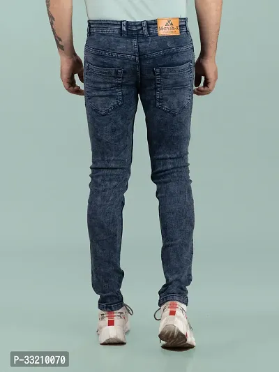 Stylish Grey Denim Solid Mid-Rise Jeans For Men-thumb2