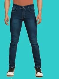 Stylish Blue Denim Faded Mid-Rise Jeans For Men-thumb1