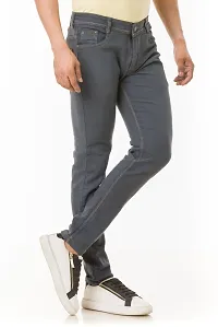 Stylish Grey Solid Denim Mid-Rise Jeans For Men-thumb2