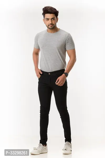 Stylish Denim Black Slim Fit Mid-Rise Jeans For Men-thumb5