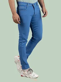 Stylish Blue Denim Solid Mid-Rise Jeans For Men-thumb2