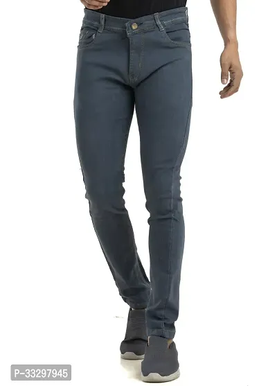 Stylish Denim Grey Slim Fit Mid-Rise Jeans For Men-thumb2