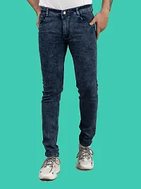 Stylish Blue Denim Solid Mid-Rise Jeans For Men-thumb3