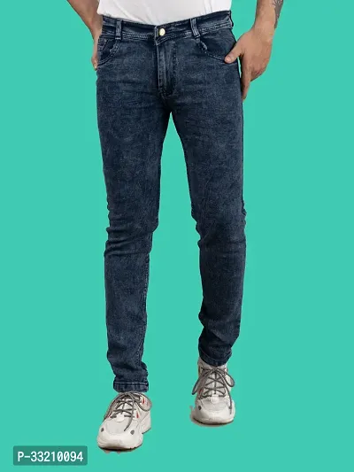 Stylish Blue Denim Solid Mid-Rise Jeans For Men-thumb4