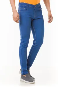 Stylish Blue Solid Denim Mid-Rise Jeans For Men-thumb2