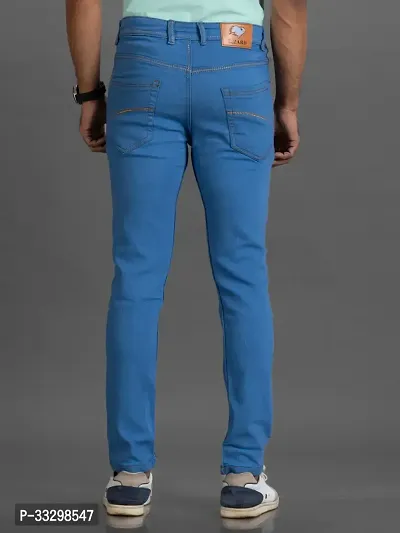 Stylish Denim Blue Slim Fit Mid-Rise Jeans For Men-thumb2