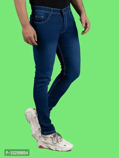 Stylish Denim Blue Slim Fit Mid-Rise Jeans For Men-thumb3