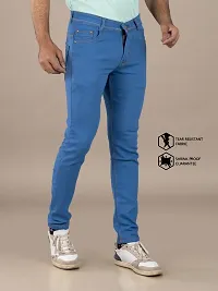 Stylish Blue Solid Denim Mid-Rise Jeans For Men-thumb2