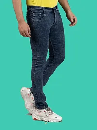 Stylish Blue Denim Solid Mid-Rise Jeans For Men-thumb2