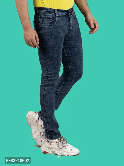 Stylish Blue Denim Solid Mid-Rise Jeans For Men-thumb3