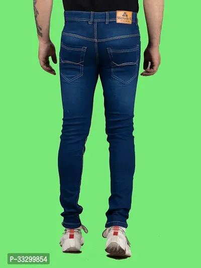 Stylish Denim Blue Slim Fit Mid-Rise Jeans For Men-thumb2