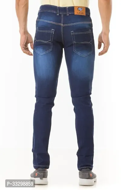 Stylish Denim Blue Slim Fit Mid-Rise Jeans For Men-thumb2