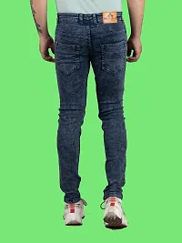 Stylish Blue Denim Solid Mid-Rise Jeans For Men-thumb1