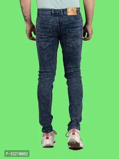 Stylish Blue Denim Solid Mid-Rise Jeans For Men-thumb2