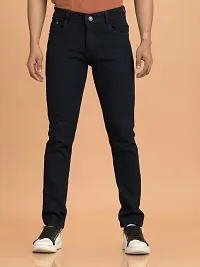 Stylish Black Denim Solid Mid-Rise Jeans For Men-thumb1