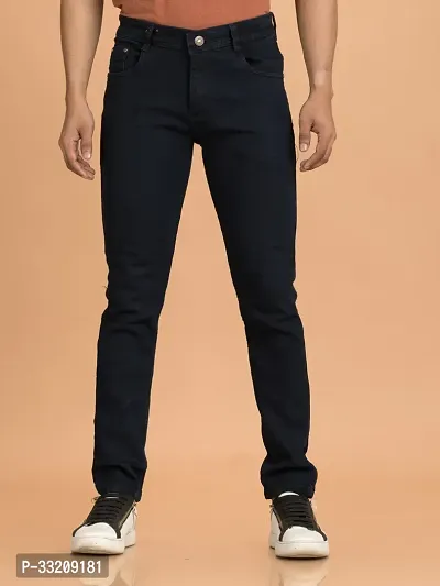 Stylish Black Denim Solid Mid-Rise Jeans For Men-thumb2