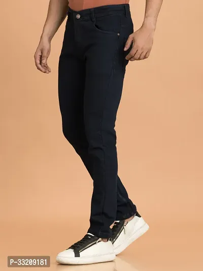 Stylish Black Denim Solid Mid-Rise Jeans For Men-thumb0