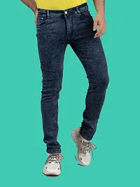 Stylish Blue Denim Solid Mid-Rise Jeans For Men-thumb3