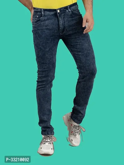 Stylish Blue Denim Solid Mid-Rise Jeans For Men-thumb4