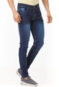 Stylish Denim Blue Slim Fit Mid-Rise Jeans For Men-thumb2