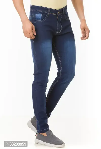 Stylish Denim Blue Slim Fit Mid-Rise Jeans For Men-thumb3