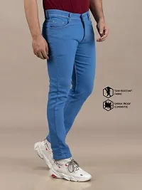 Stylish Blue Denim Solid Mid-Rise Jeans For Men-thumb2