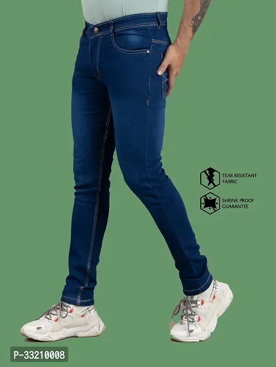 Stylish Blue Denim Faded Mid-Rise Jeans For Men-thumb0