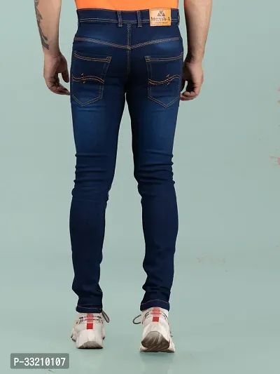 Stylish Blue Denim Faded Mid-Rise Jeans For Men-thumb2