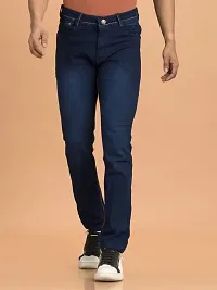 Stylish Blue Denim Faded Mid-Rise Jeans For Men-thumb1