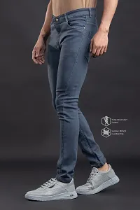 Stylish Denim Grey Slim Fit Mid-Rise Jeans For Men-thumb2