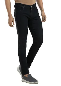 Stylish Black Denim Solid Mid-Rise Jeans For Men-thumb2