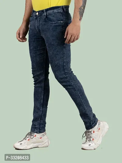 Stylish Grey Denim Solid Mid-Rise Jeans For Men-thumb0