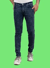 Stylish Blue Denim Solid Mid-Rise Jeans For Men-thumb3