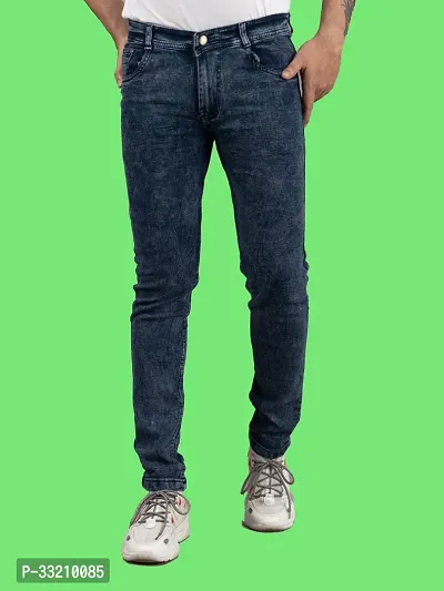 Stylish Blue Denim Solid Mid-Rise Jeans For Men-thumb4