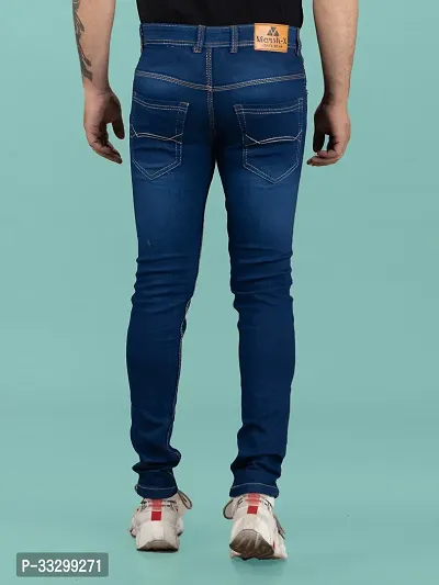 Stylish Denim Blue Slim Fit Mid-Rise Jeans For Men-thumb2