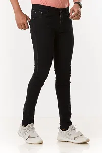 Stylish Black Solid Denim Mid-Rise Jeans For Men-thumb1