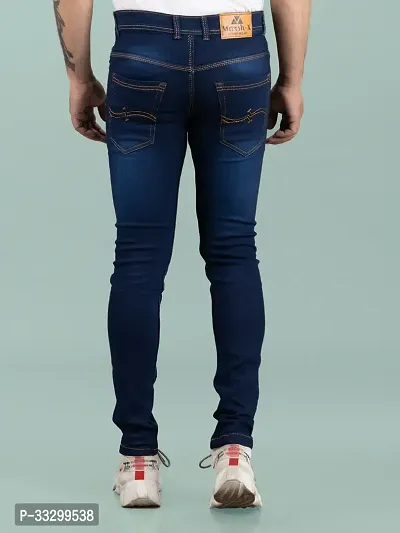 Stylish Denim Blue Slim Fit Mid-Rise Jeans For Men-thumb2