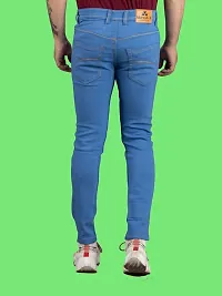 Stylish Blue Denim Solid Mid-Rise Jeans For Men-thumb1