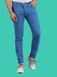 Stylish Blue Denim Solid Mid-Rise Jeans For Men-thumb3