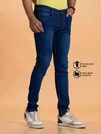 Stylish Blue Solid Denim Mid-Rise Jeans For Men-thumb2