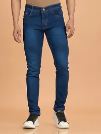 Stylish Blue Denim Faded Mid-Rise Jeans For Men-thumb1