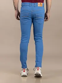 Stylish Blue Denim Solid Mid-Rise Jeans For Men-thumb1