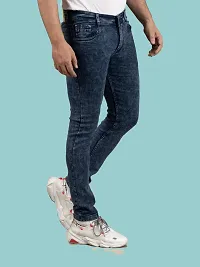 Stylish Blue Denim Solid Mid-Rise Jeans For Men-thumb2