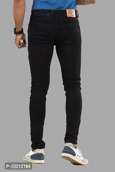 Stylish Black Solid Denim Mid-Rise Jeans For Men-thumb2