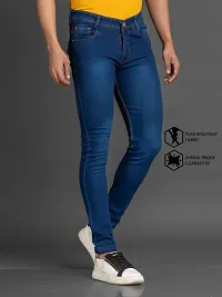 Stylish Blue Solid Denim Mid-Rise Jeans For Men-thumb2