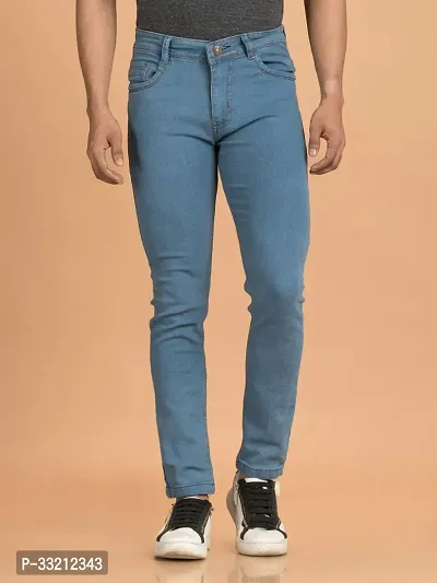 Stylish Grey Solid Denim Mid-Rise Jeans For Men