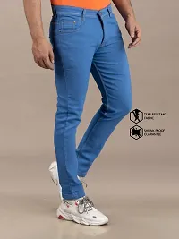 Stylish Blue Denim Solid Mid-Rise Jeans For Men-thumb2