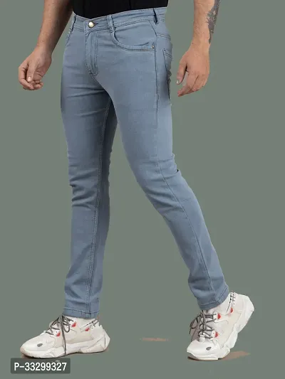 Stylish Denim Grey Slim Fit Mid-Rise Jeans For Men-thumb0